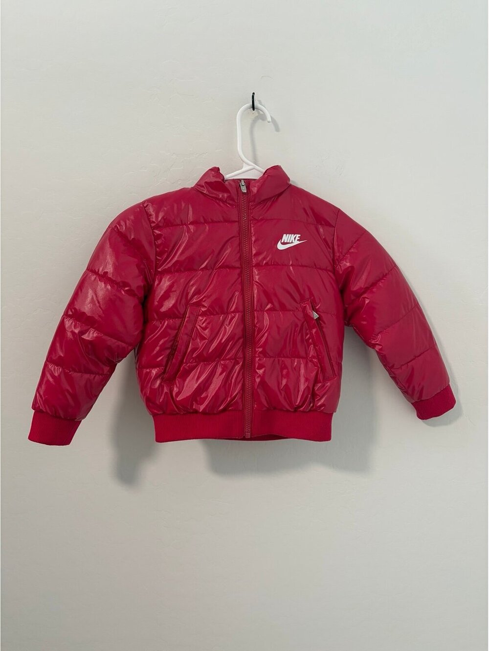 $150 Nike Hooded Quilted Full Zip Bomber Jacket in Rush Pink - Kids size 4t